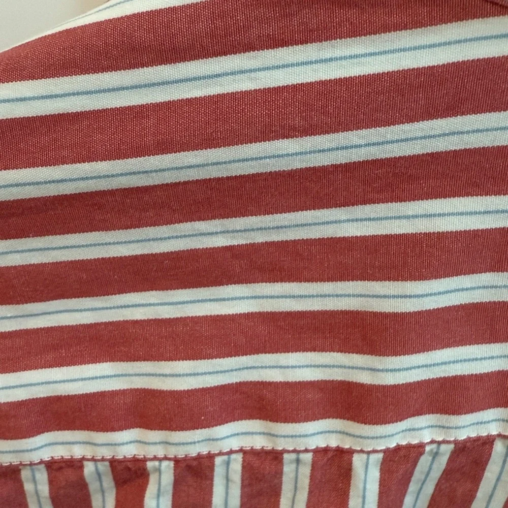 J. Crew Red and White Striped Button-Down Shirt